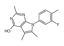 7-(3-Fluoro-4-methylphenyl)-2,5,6-trimethyl-1,7-dihydro-4H-pyrrol o[2,3-d]pyrimidin-4-one Structure