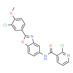 2-chloro-N-[2-(3-chloro-4-methoxyphenyl)-1,3-benzoxazol-5-yl]pyridine-3-carboxamide structure