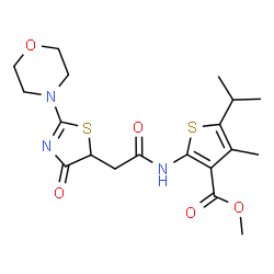 methyl 4-methyl-2-({[2-(morpholin-4-yl)-4-oxo-4,5-dihydro-1,3-thiazol-5-yl]acetyl}amino)-5-(propan-2-yl)thiophene-3-carboxylate picture