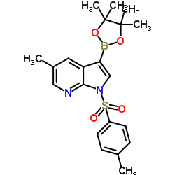 5-甲基-3-(4,4,5,5-四甲基-1,3,2-二噁硼烷-2-基)-1-甲苯磺酰-1H-吡咯并[2,3-b]吡啶结构式
