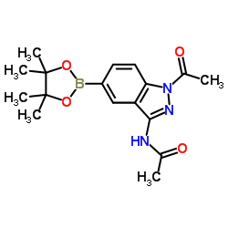 N-[1-Acetyl-5-(4,4,5,5-tetramethyl-1,3,2-dioxaborolan-2-yl)-1H-indazol-3-yl]acetamide Structure