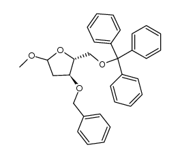 3-O-Benzyl-2-deoxy-5-(triphenylmethyl)-D-erythro-pentofuranoside Structure