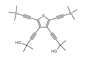 2,5-bis((trimethylsilyl)ethynyl)-3,4-bis(3-hydroxy-3-methyl-1-butynyl)thiophene Structure