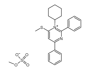 1-cyclohexyl-6-(methylthio)-2,4-diphenylpyrimidin-1-ium methyl sulfate结构式
