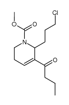 3-butyryl-2-(3-chloropropyl)-1-(methoxycarbonyl)-1,2,5,6-tetrahydropyridine结构式