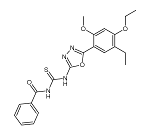 N-((5-(4-ethoxy-5-ethyl-2-methoxyphenyl)-1,3,4-oxadiazol-2-yl)carbamothioyl)benzamide结构式