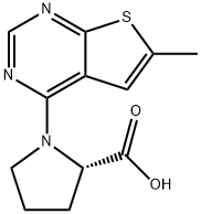 1-{6-甲基噻吩并[2,3-D]嘧啶-4-基}吡咯烷-2-羧酸结构式