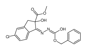 Hydrazinecarboxylic acid, (5-chloro-2,3-dihydro-2-hydroxy-2-(methoxyca rbonyl)-1H-inden-1-ylidene)-, phenylmethyl ester, (Z)-(+)- Structure