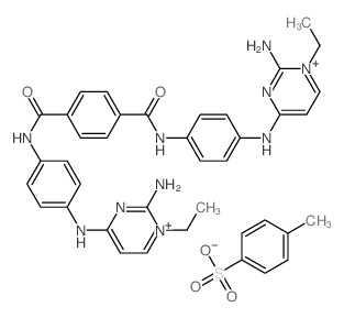 Pyrimidinium, 4, 4-[terephthaloylbis(imino-p-phenyleneimino)]bis-(2-amino-1-ethyl- , di-p-toluenesulfonate, hemihydrate结构式