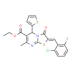 ethyl 2-(2-chloro-6-fluorobenzylidene)-7-methyl-3-oxo-5-(2-thienyl)-2,3-dihydro-5H-[1,3]thiazolo[3,2-a]pyrimidine-6-carboxylate structure