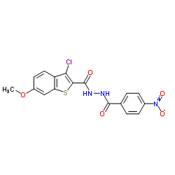 3-Chloro-6-methoxy-N'-(4-nitrobenzoyl)-1-benzothiophene-2-carbohydrazide结构式