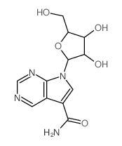 9-[3,4-dihydroxy-5-(hydroxymethyl)oxolan-2-yl]-2,4,9-triazabicyclo[4.3.0]nona-1,3,5,7-tetraene-7-carboxamide结构式