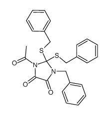 1-acetyl-3-benzyl-2,2-bis-benzylsulfanyl-imidazolidine-4,5-dione结构式