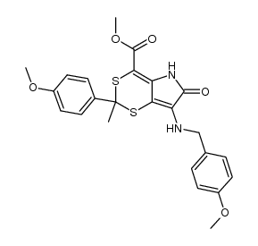 7-(4-methoxy-benzylamino)-2-(4-methoxy-phenyl)-2-methyl-6-oxo-5,6-dihydro-[1,3]dithiino[5,4-b]pyrrole-4-carboxylic acid methyl ester结构式