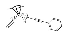 [(η5-C5H4Me)Mo(CO)2(η2-S2CCCPh)]结构式