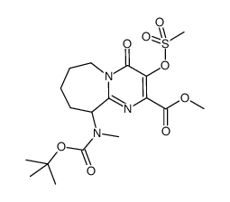 methyl 10-((tert-butoxycarbonyl)(methyl)amino)-3-((methylsulfonyl)oxy)-4-oxo-4,6,7,8,9,10-hexahydropyrimido[1,2-a]azepine-2-carboxylate结构式