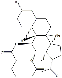 (14S)-12β-Acetyloxy-3β,14-dihydroxy-11α-[(3-methyl-1-oxobutyl)oxy]pregn-5-en-20-one structure