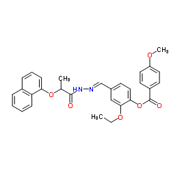 2-Ethoxy-4-[(E)-{[2-(1-naphthyloxy)propanoyl]hydrazono}methyl]phenyl 4-methoxybenzoate结构式