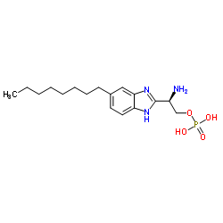 (R)-phosphoric acid Mono-[2-amino-2-(6-octyl-1H-benzoimiazol-2-yl)-ethyl] ester Structure