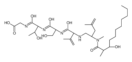 Cyclo[Gly-3-hydroxy*-2-methyl-1-oxoundecyl-N-methyl-L-Leu-L-Val-L-Ser-L-aThr-]结构式