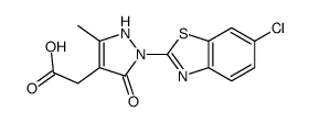 2-[2-(6-chloro-1,3-benzothiazol-2-yl)-5-methyl-3-oxo-1H-pyrazol-4-yl]acetic acid Structure