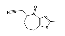 2-methyl-5,6,7,8-tetrahydro-5-cyanomethyl-4H-cyclohepta[b]thiophen-4-one结构式