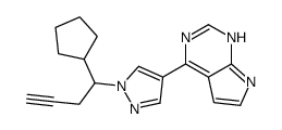 4-[1-(1-cyclopentylbut-3-ynyl)pyrazol-4-yl]-7H-pyrrolo[2,3-d]pyrimidine结构式