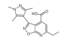6-Ethyl-3-(1,3,5-trimethylpyrazol-4-yl)isoxazolo[5,4-b]pyridine-4-carboxylic acid结构式