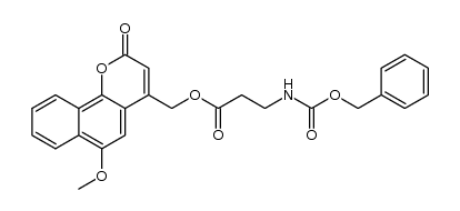 N-(benzyloxycarbonyl)-L-β-alanine (6-methoxy-2-oxo-2H-benzo[h]benzopyran-4-yl)methyl ester Structure