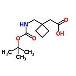 2-(1-(((tert-Butoxycarbonyl)amino)methyl)cyclobutyl)acetic acid结构式