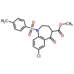 7-氯-5-氧代-1-甲苯磺酰基-2,3,4,5,-四氢-1H-苯并[b]氮杂-4-羧酸甲酯结构式