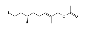 (-)-(6R)-(2E)-1-acetoxy-8-iodo-2,6-dimethyloct-2-ene结构式