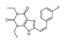 1,3-diethyl-8-[(E)-2-(3-fluorophenyl)ethenyl]-7H-purine-2,6-dione Structure