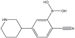 2-Cyano-5-(piperidin-3-yl)phenylboronic acid结构式