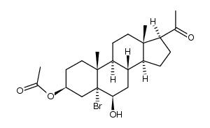 5-Bromo-6β-hydroxy-20-oxo-5α-pregnan-3β-yl acetate Structure