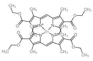 Zinc, bis[ethyl5-[[4-(ethoxycarbonyl)-3,5-dimethyl-2H-pyrrol-2-ylidene-kN]methyl]-2,4-dimethyl-1H-pyrrole-3-carboxylato-kN1]-, (T-4)-结构式
