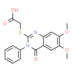 (6,7-DIMETHOXY-4-OXO-3-PHENYL-3,4-DIHYDRO-QUINAZOLIN-2-YLSULFANYL)-ACETIC ACID Structure
