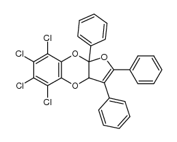 5,6,7,8-tetrachloro-2,3,9a-triphenyl-3a,9a-dihydrobenzo[b]furo[2,3-e][1,4]dioxine结构式