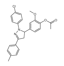 4-(1-(4-chlorophenyl)-3-(p-tolyl)-4,5-dihydro-1H-pyrazol-5-yl)-2-methoxyphenyl acetate结构式