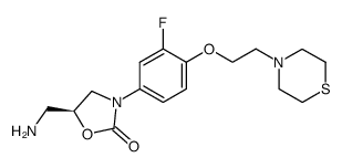 (S)-5-Aminomethyl-3-[3-fluoro-4-(2-thiomorpholin-4-yl-ethoxy)-phenyl]-oxazolidin-2-one Structure