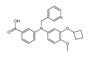 N-(3-cyclobutyloxy-4-methoxyphenyl)-N-(3-pyridylmethyl)-3-aminobenzoic acid结构式