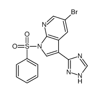 5-Bromo-1-(phenylsulfonyl)-3-(1H-1,2,4-triazol-5-yl)-1H-pyrrolo[2 ,3-b]pyridine结构式