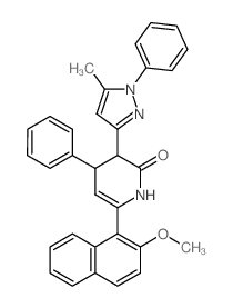 6-(2-methoxynaphthalen-1-yl)-3-(5-methyl-1-phenyl-pyrazol-3-yl)-4-phenyl-3,4-dihydro-1H-pyridin-2-one Structure