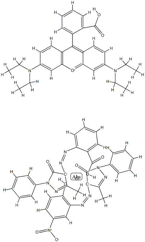 Xanthylium, 9-(2-carboxyphenyl)-3,6-bis(diethylamino)-, [2,4-dihydro-4-[(2-hydroxy-5-nitrophenyl)azo]-5-methyl-2-phenyl-3H-pyrazol-3-onato(2-)][2-[(4,5-dihydro-3-methyl-5-oxo-1-phenyl-1H-pyrazol-4-yl)azo]benzoato(2-)]chromate(1-) Structure