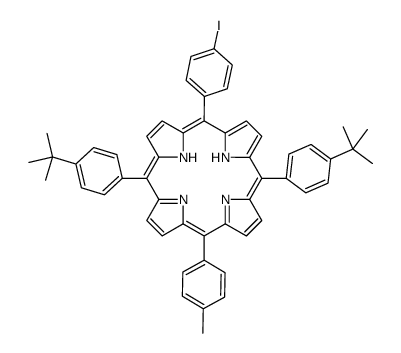 10,20-bis(4-tert-butylphenyl)-5-(4-iodophenyl)-15-(4-methylphenyl)-21,22-dihydroporphyrin结构式