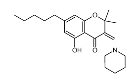 5-Hydroxy-2,2-dimethyl-7-pentyl-3-[1-piperidin-1-yl-meth-(Z)-ylidene]-chroman-4-one结构式