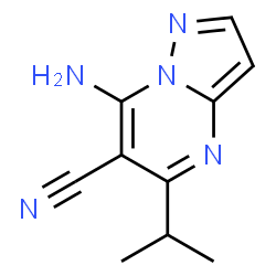 Pyrazolo[1,5-a]pyrimidine-6-carbonitrile, 7-amino-5-(1-methylethyl)- (9CI)结构式