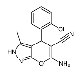 6-amino-3-methyl-4-(2-chlorophenyl)-2,4-dihydropyrano[2,3-c]pyrazole-5-carbonitrile结构式