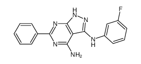 4-amino-3-[(3-fluorophenyl)amino]-6-phenylpyrazolo[3,4-d]pyrimidine结构式