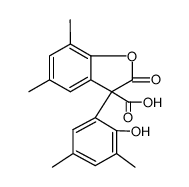 3-(3,5-dimethyl-2-hydroxy-phenyl)-5,7-dimethyl-2-oxo-2,3-dihydro-benzofuran-3-carboxylic acid结构式